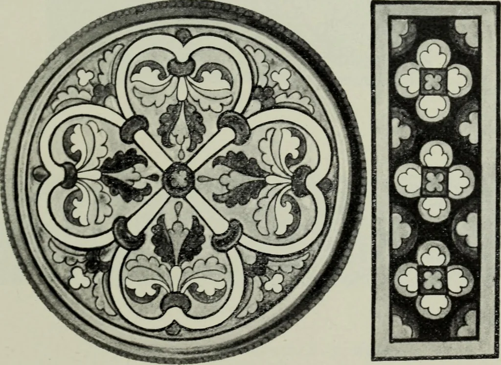 An illustration from Die byzantinischen Zellenschmelze der Sammlung Dr. Alex. von Swenigorodskoï und das darüber veröffentlichte Prachtwerk : archäologisch-kunstgeschichtliche Studie, 1896, leaf 478