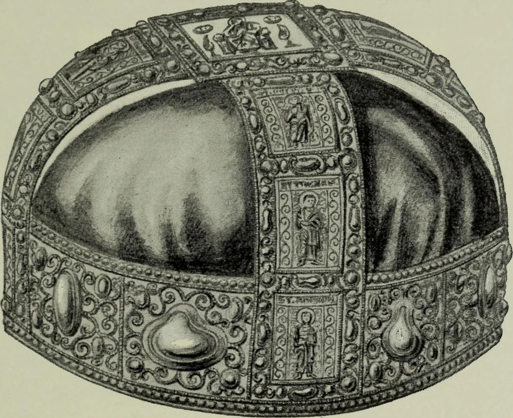 An illustration from Die byzantinischen Zellenschmelze der Sammlung Dr. Alex. von Swenigorodskoï und das darüber veröffentlichte Prachtwerk : archäologisch-kunstgeschichtliche Studie, 1896, leaf 490