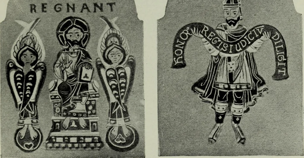 An illustration from Die byzantinischen Zellenschmelze der Sammlung Dr. Alex. von Swenigorodskoï und das darüber veröffentlichte Prachtwerk : archäologisch-kunstgeschichtliche Studie, 1896, leaf 496