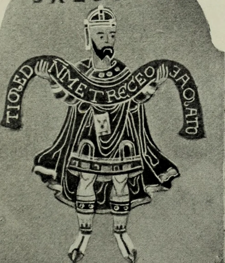 An illustration from Die byzantinischen Zellenschmelze der Sammlung Dr. Alex. von Swenigorodskoï und das darüber veröffentlichte Prachtwerk : archäologisch-kunstgeschichtliche Studie, 1896, leaf 496