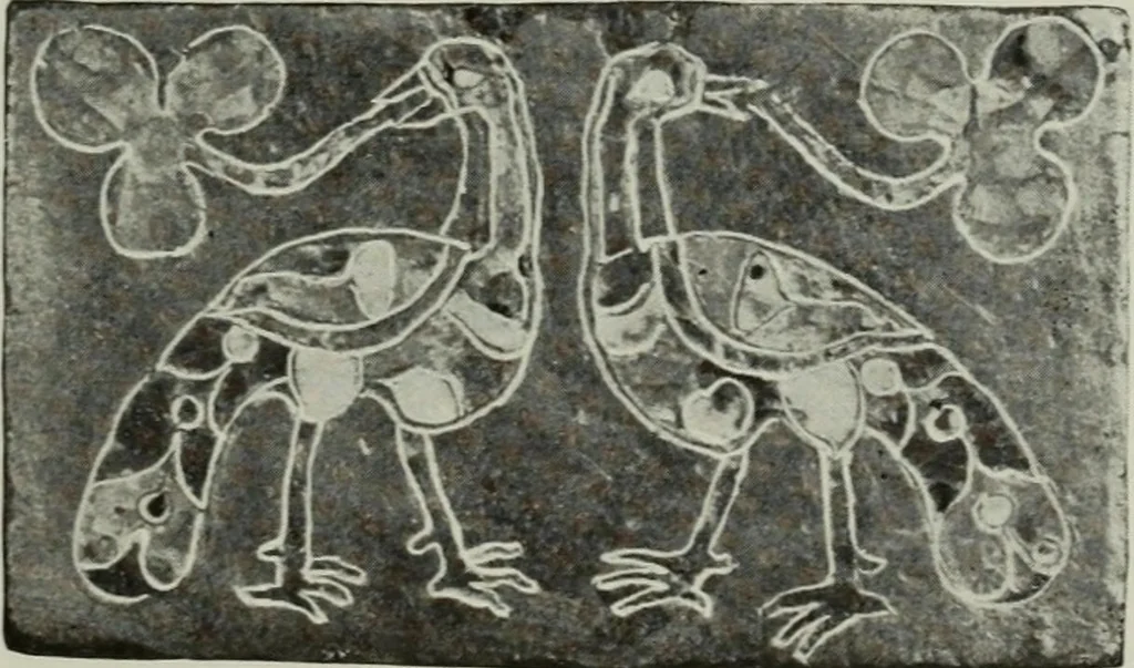 An illustration from Die byzantinischen Zellenschmelze der Sammlung Dr. Alex. von Swenigorodskoï und das darüber veröffentlichte Prachtwerk : archäologisch-kunstgeschichtliche Studie, 1896, leaf 518