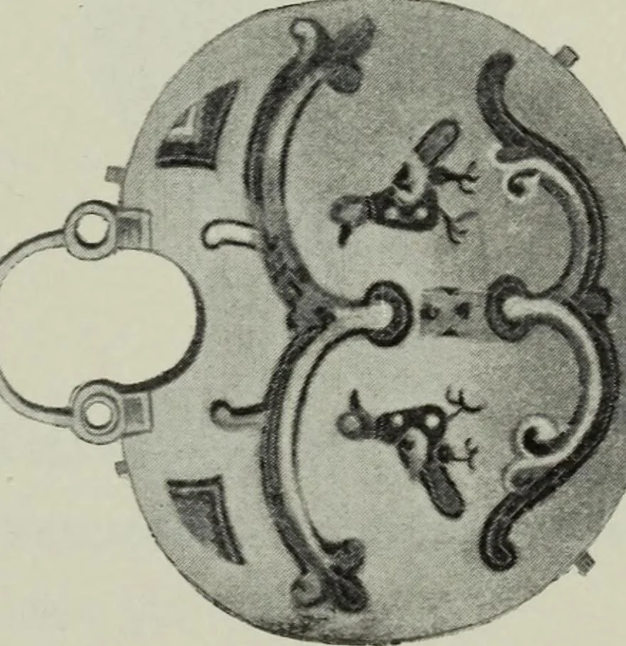 An illustration from Die byzantinischen Zellenschmelze der Sammlung Dr. Alex. von Swenigorodskoï und das darüber veröffentlichte Prachtwerk : archäologisch-kunstgeschichtliche Studie, 1896, leaf 530