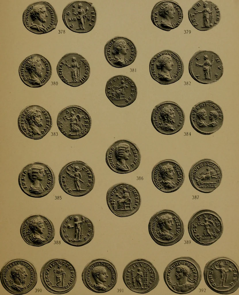 An illustration from Catalogue of the valuable collection of Greek civic & regal coins in gold, elctrum, silver and bronze, including a few pieces of Judaea, Bactria, & the Ptolemaic dynasty of Egypt, the property of Cumberland Clark ... and another property of Greek and Roman gold coins ... which will be sold by auction by Messrs, 1914, leaf 86