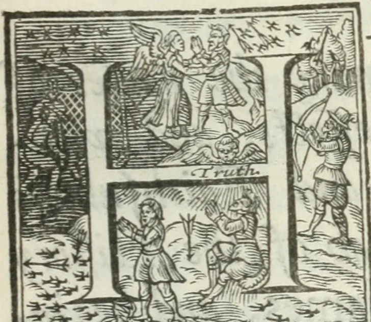 An illustration from Cabala; mysteries of state, in letters of the great ministers of K. James and K. Charles. Wherein much of the publique manage of affaires is related, 1654, leaf 12