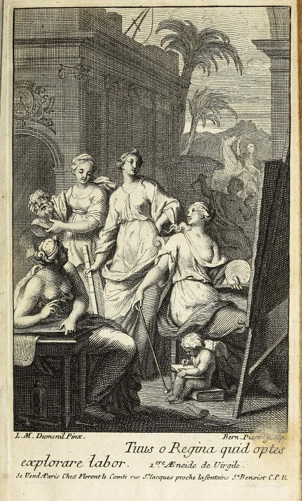 An illustration from Cabinet des singularitez dárchitecture, peinture, sculpture, et graveure : ou, Introduction a la connoissance des plus beaux arts, figurés sous les tableaux, les statuës, & les estampes, 1699, leaf 7