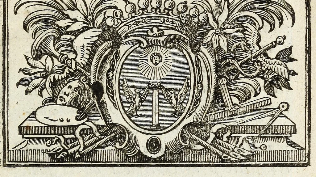 An illustration from Cabinet des singularitez dárchitecture, peinture, sculpture, et graveure : ou, Introduction a la connoissance des plus beaux arts, figurés sous les tableaux, les statuës, & les estampes, 1699, leaf 9