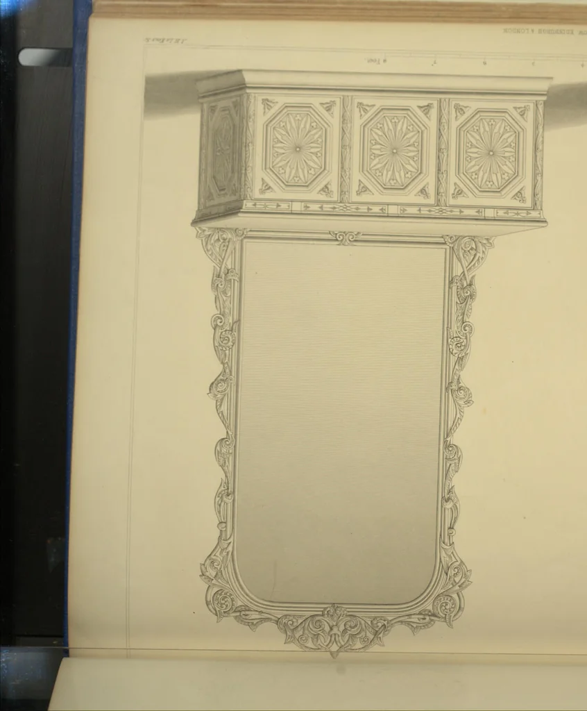 An illustration from The Cabinet-Maker's Assistant, a series of original designs for modern furniture, with descriptions and details of construction, preceded by practical observations on the materials and manufacture of cabinet-work, and instructions in drawing adapted to the trade, 1853, leaf 100