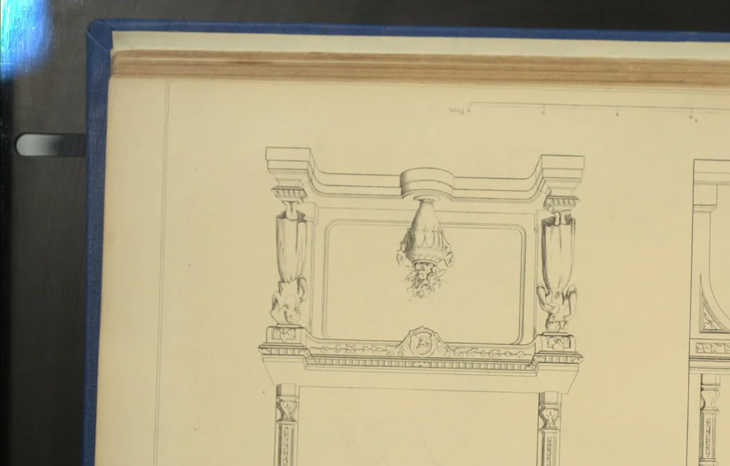 An illustration from The Cabinet-Maker's Assistant, a series of original designs for modern furniture, with descriptions and details of construction, preceded by practical observations on the materials and manufacture of cabinet-work, and instructions in drawing adapted to the trade, 1853, leaf 112
