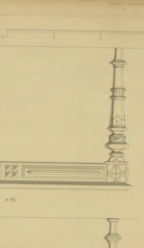 An illustration from The Cabinet-Maker's Assistant, a series of original designs for modern furniture, with descriptions and details of construction, preceded by practical observations on the materials and manufacture of cabinet-work, and instructions in drawing adapted to the trade, 1853, leaf 12