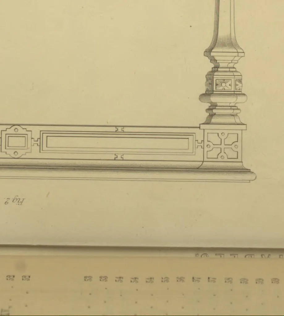 An illustration from The Cabinet-Maker's Assistant, a series of original designs for modern furniture, with descriptions and details of construction, preceded by practical observations on the materials and manufacture of cabinet-work, and instructions in drawing adapted to the trade, 1853, leaf 12
