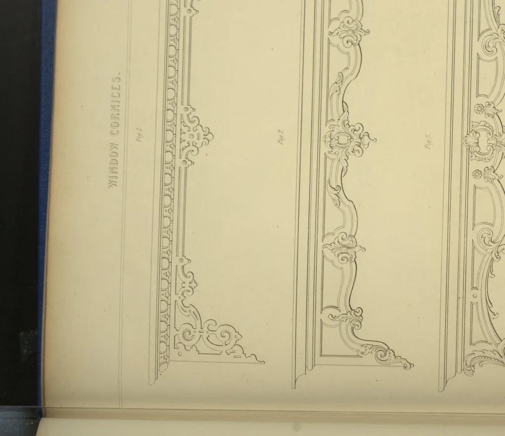An illustration from The Cabinet-Maker's Assistant, a series of original designs for modern furniture, with descriptions and details of construction, preceded by practical observations on the materials and manufacture of cabinet-work, and instructions in drawing adapted to the trade, 1853, leaf 148
