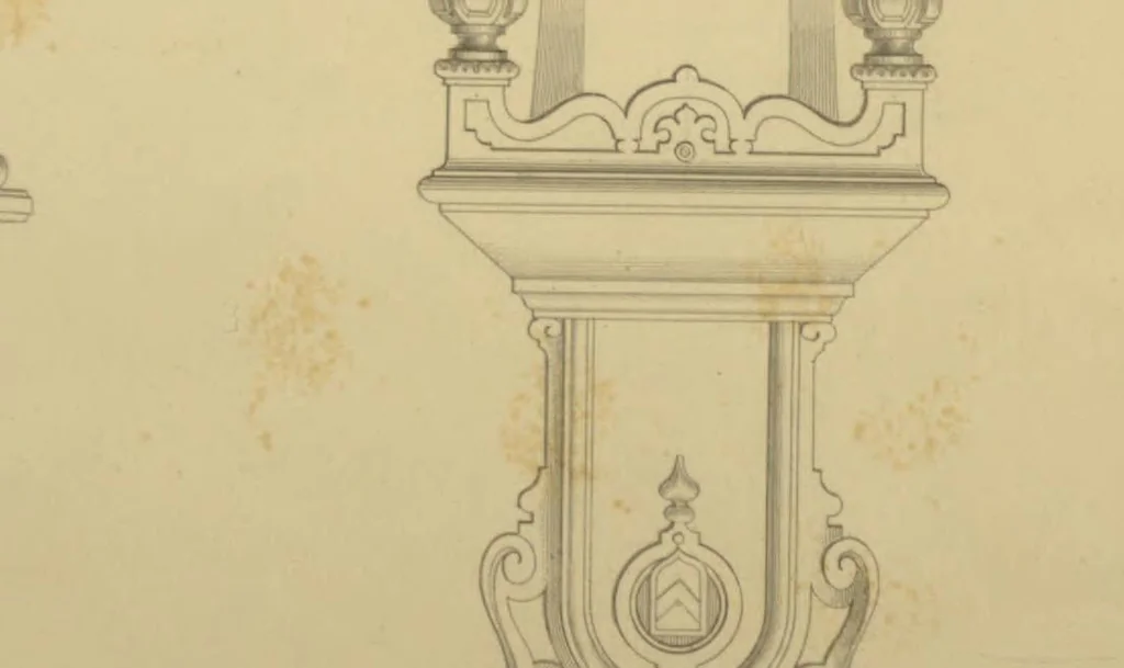 An illustration from The Cabinet-Maker's Assistant, a series of original designs for modern furniture, with descriptions and details of construction, preceded by practical observations on the materials and manufacture of cabinet-work, and instructions in drawing adapted to the trade, 1853, leaf 18
