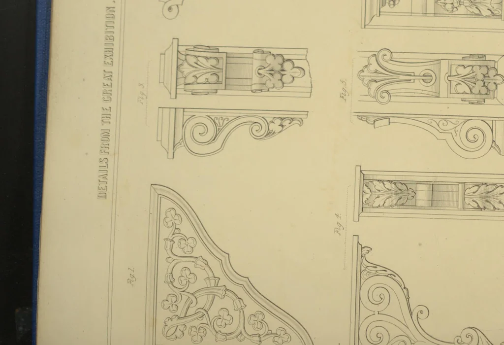 An illustration from The Cabinet-Maker's Assistant, a series of original designs for modern furniture, with descriptions and details of construction, preceded by practical observations on the materials and manufacture of cabinet-work, and instructions in drawing adapted to the trade, 1853, leaf 198