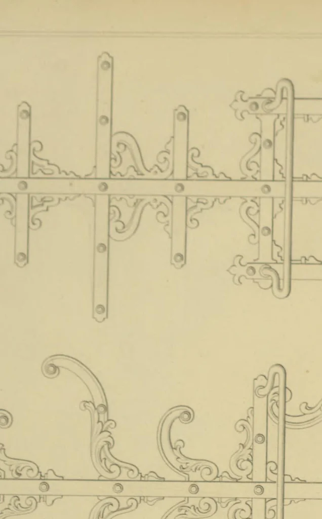 An illustration from The Cabinet-Maker's Assistant, a series of original designs for modern furniture, with descriptions and details of construction, preceded by practical observations on the materials and manufacture of cabinet-work, and instructions in drawing adapted to the trade, 1853, leaf 22