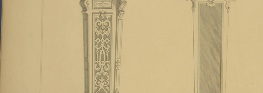 An illustration from The Cabinet-Maker's Assistant, a series of original designs for modern furniture, with descriptions and details of construction, preceded by practical observations on the materials and manufacture of cabinet-work, and instructions in drawing adapted to the trade, 1853, leaf 28