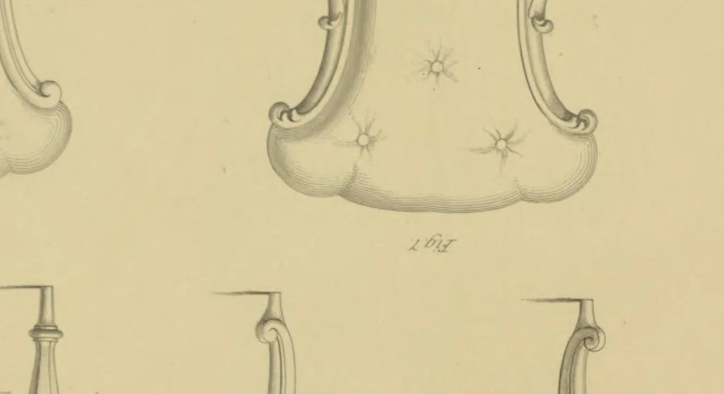 An illustration from The Cabinet-Maker's Assistant, a series of original designs for modern furniture, with descriptions and details of construction, preceded by practical observations on the materials and manufacture of cabinet-work, and instructions in drawing adapted to the trade, 1853, leaf 56
