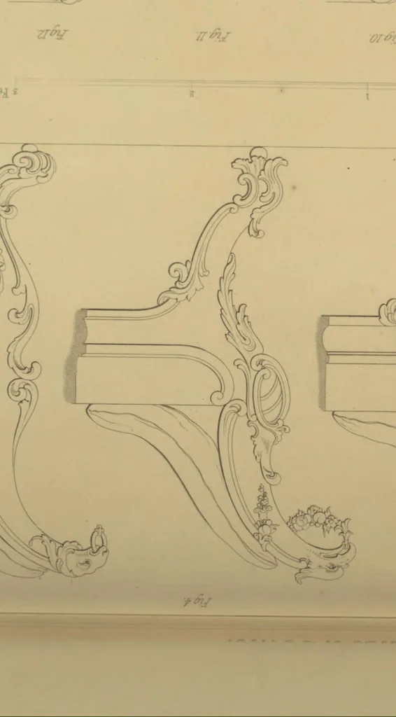 An illustration from The Cabinet-Maker's Assistant, a series of original designs for modern furniture, with descriptions and details of construction, preceded by practical observations on the materials and manufacture of cabinet-work, and instructions in drawing adapted to the trade, 1853, leaf 72