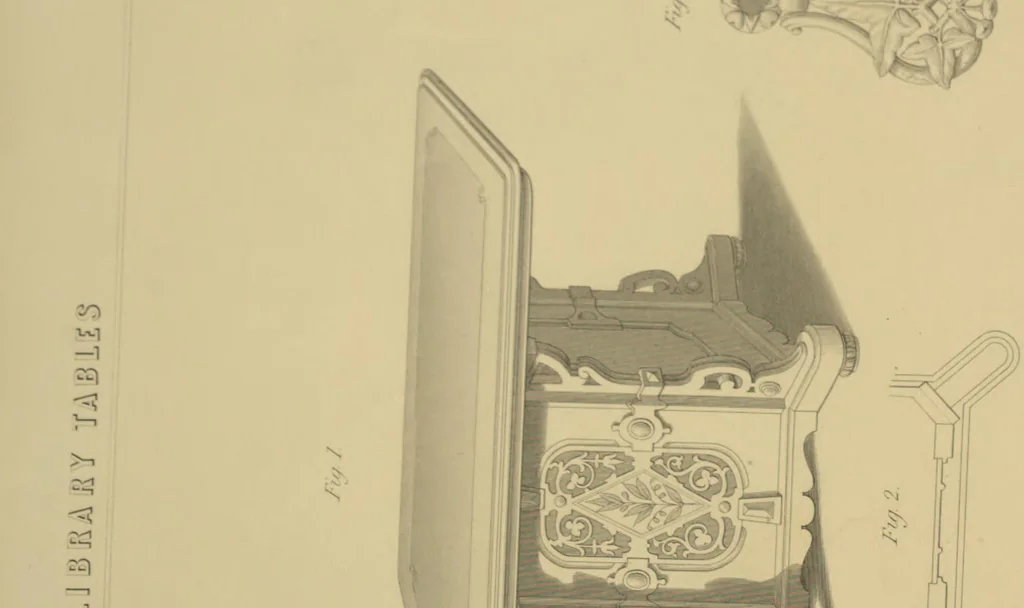 An illustration from The Cabinet-Maker's Assistant, a series of original designs for modern furniture, with descriptions and details of construction, preceded by practical observations on the materials and manufacture of cabinet-work, and instructions in drawing adapted to the trade, 1853, leaf 88