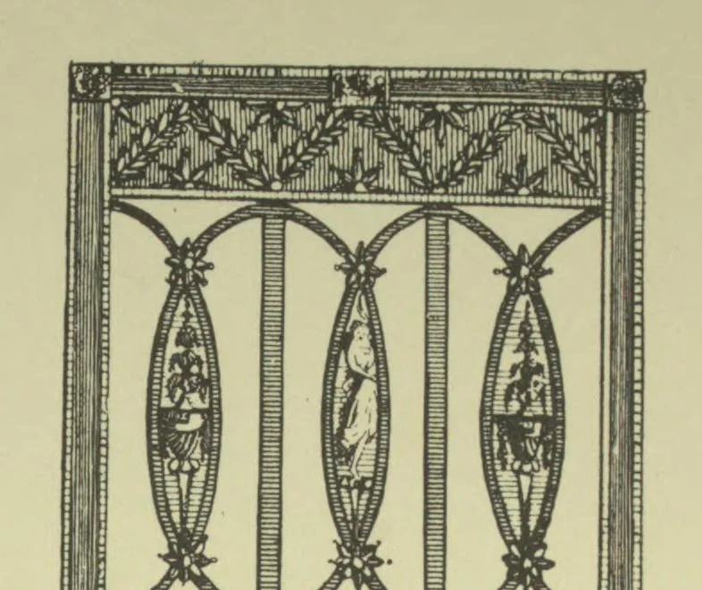 An illustration from The cabinet maker and upholsterer's guide; or, Repository of designs for every article of household furniture .., 1897, leaf 62