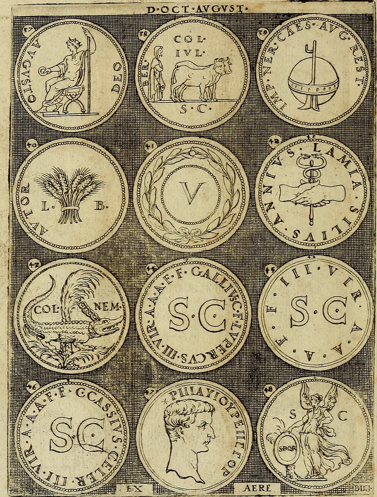 An illustration from Omnivm Caesarvm verissimae imagines ex antiqvis nvmismatis desvmptae : addita per brevi cvivsque vitae descriptiones ac diligenti eorvm, qvae reperiri potvervnt nvmismatvm, aversae partis delineatione. Libri primi, 1554, leaf 21