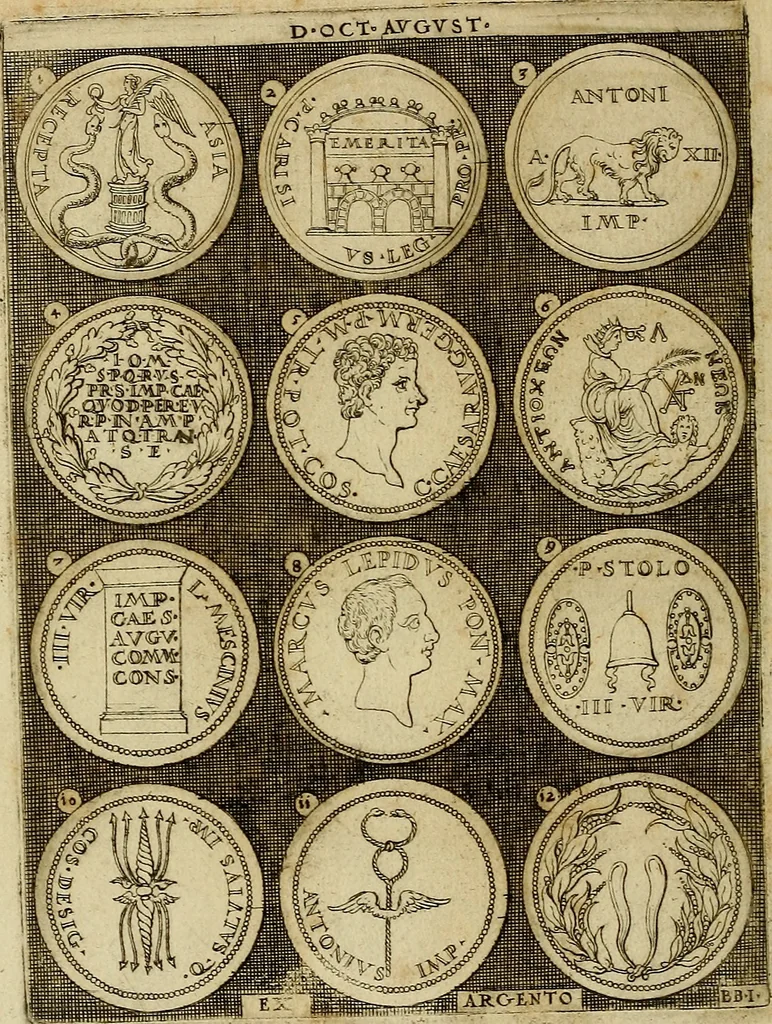 An illustration from Omnivm Caesarvm verissimae imagines ex antiqvis nvmismatis desvmptae : addita per brevi cvivsque vitae descriptiones ac diligenti eorvm, qvae reperiri potvervnt nvmismatvm, aversae partis delineatione. Libri primi, 1554, leaf 23