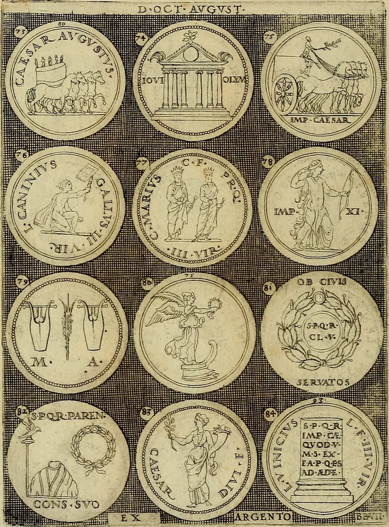 An illustration from Omnivm Caesarvm verissimae imagines ex antiqvis nvmismatis desvmptae : addita per brevi cvivsque vitae descriptiones ac diligenti eorvm, qvae reperiri potvervnt nvmismatvm, aversae partis delineatione. Libri primi, 1554, leaf 29