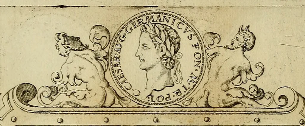 An illustration from Omnivm Caesarvm verissimae imagines ex antiqvis nvmismatis desvmptae : addita per brevi cvivsque vitae descriptiones ac diligenti eorvm, qvae reperiri potvervnt nvmismatvm, aversae partis delineatione. Libri primi, 1554, leaf 41