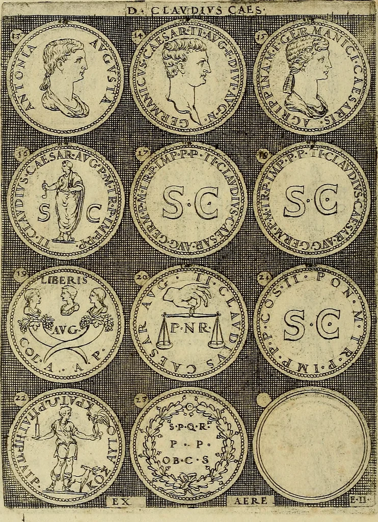 An illustration from Omnivm Caesarvm verissimae imagines ex antiqvis nvmismatis desvmptae : addita per brevi cvivsque vitae descriptiones ac diligenti eorvm, qvae reperiri potvervnt nvmismatvm, aversae partis delineatione. Libri primi, 1554, leaf 51