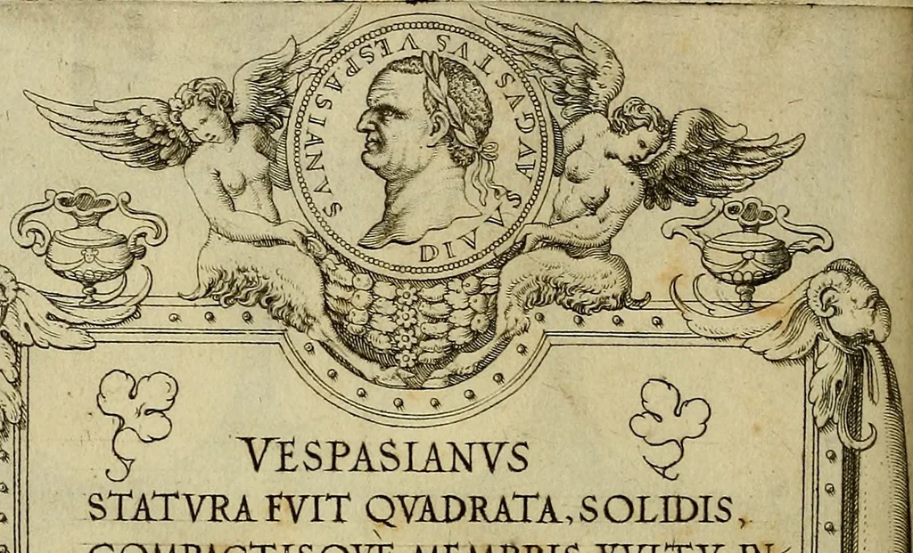 An illustration from Omnivm Caesarvm verissimae imagines ex antiqvis nvmismatis desvmptae : addita per brevi cvivsque vitae descriptiones ac diligenti eorvm, qvae reperiri potvervnt nvmismatvm, aversae partis delineatione. Libri primi, 1554, leaf 87