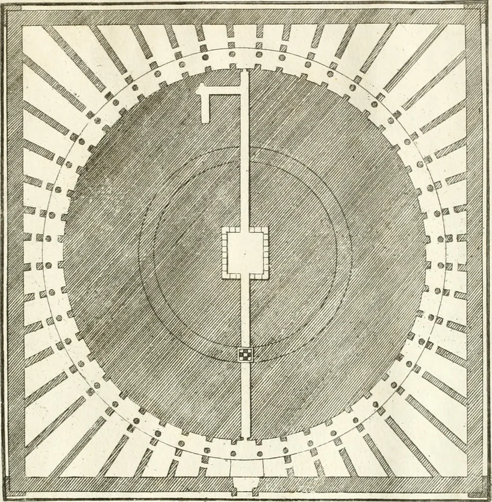 An illustration from Calcografia di Roma, ovvero, Le piante, vendute, piazze, chiese, palazzi, bassirilievi, statue ed altri monumenti antichi e moderni di questra superba citta' : incisi in rame e divisi in vari volumi, 1779, leaf 102
