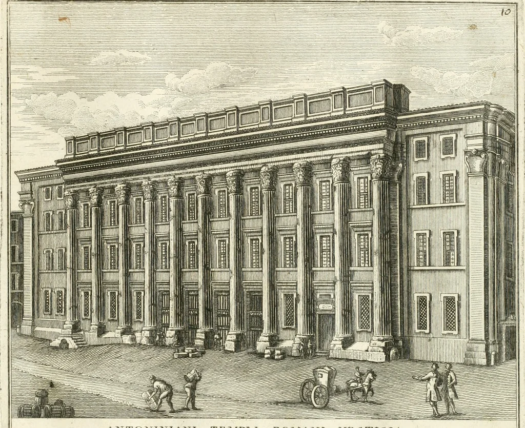 An illustration from Calcografia di Roma, ovvero, Le piante, vendute, piazze, chiese, palazzi, bassirilievi, statue ed altri monumenti antichi e moderni di questra superba citta' : incisi in rame e divisi in vari volumi, 1779, leaf 16