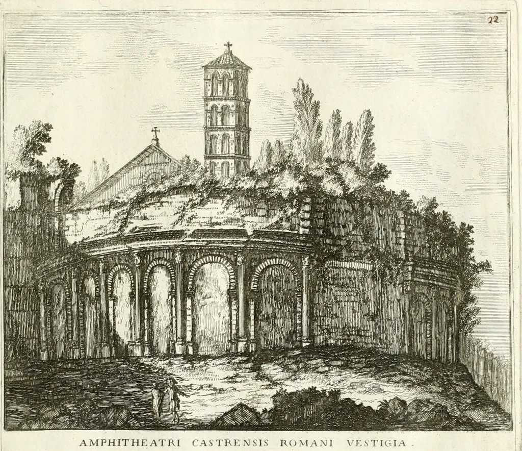 An illustration from Calcografia di Roma, ovvero, Le piante, vendute, piazze, chiese, palazzi, bassirilievi, statue ed altri monumenti antichi e moderni di questra superba citta' : incisi in rame e divisi in vari volumi, 1779, leaf 38