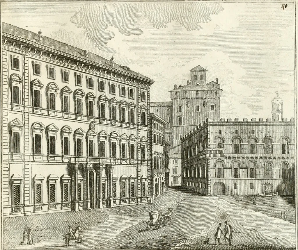 An illustration from Calcografia di Roma, ovvero, Le piante, vendute, piazze, chiese, palazzi, bassirilievi, statue ed altri monumenti antichi e moderni di questra superba citta' : incisi in rame e divisi in vari volumi, 1779, leaf 78