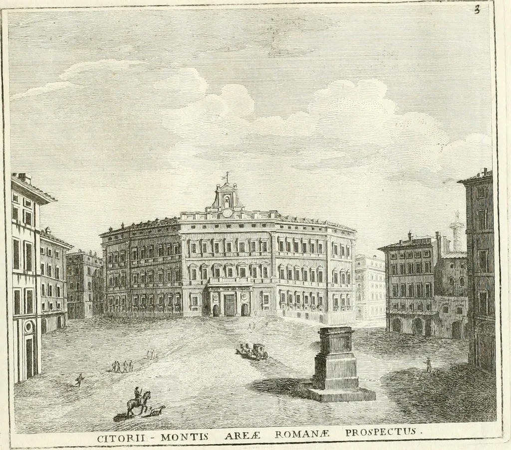 An illustration from Calcografia di Roma, ovvero, Le piante, vendute, piazze, chiese, palazzi, bassirilievi, statue ed altri monumenti antichi e moderni di questra superba citta' : incisi in rame e divisi in vari volumi, 1779, leaf 8
