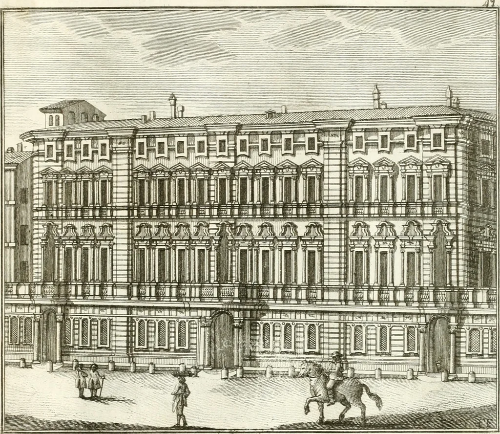 An illustration from Calcografia di Roma, ovvero, Le piante, vendute, piazze, chiese, palazzi, bassirilievi, statue ed altri monumenti antichi e moderni di questra superba citta' : incisi in rame e divisi in vari volumi, 1779, leaf 84