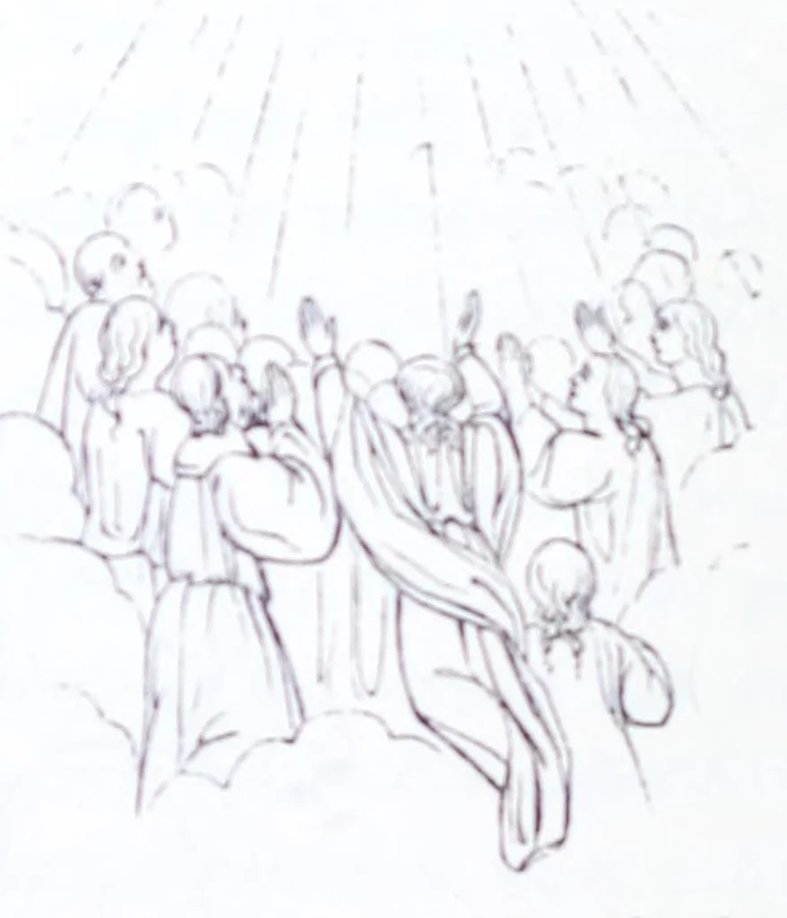 An illustration from The calendar of the Anglican Church illustrated : with brief accounts of the saints who have churches dedicated in their names, or whose images are most frequently met with in England : the early christian and medieval symbols : and an index of emblems, 1851, leaf 148