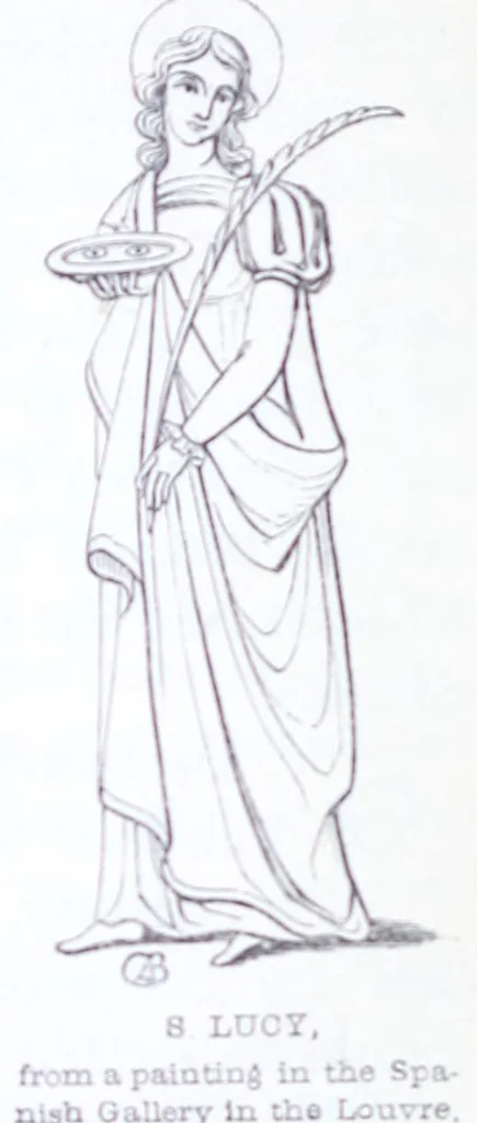 An illustration from The calendar of the Anglican Church illustrated : with brief accounts of the saints who have churches dedicated in their names, or whose images are most frequently met with in England : the early christian and medieval symbols : and an index of emblems, 1851, leaf 166