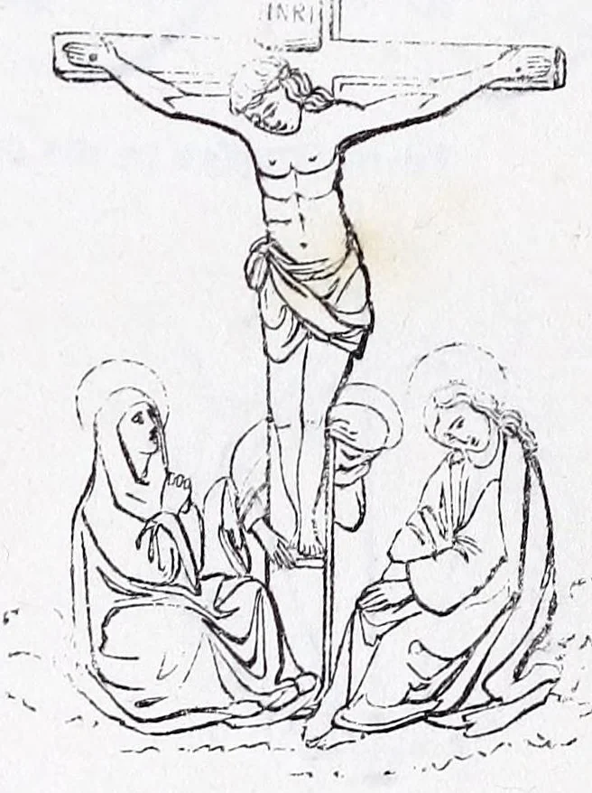 An illustration from The calendar of the Anglican Church illustrated : with brief accounts of the saints who have churches dedicated in their names, or whose images are most frequently met with in England : the early christian and medieval symbols : and an index of emblems, 1851, leaf 177