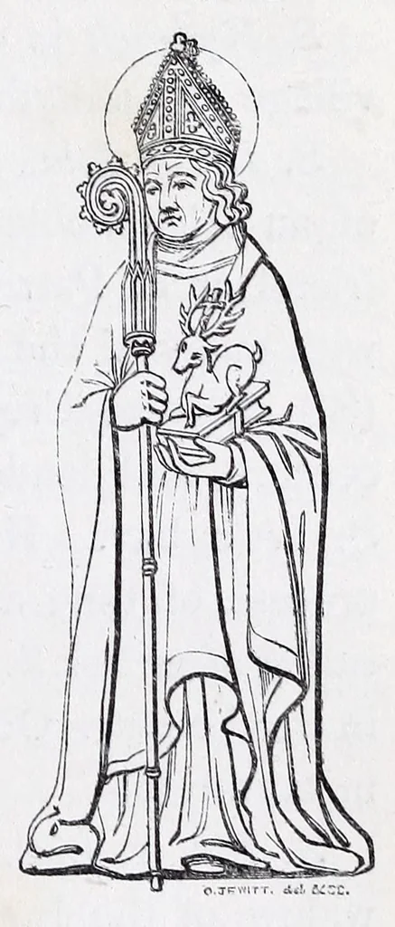 An illustration from The calendar of the Anglican Church illustrated : with brief accounts of the saints who have churches dedicated in their names, or whose images are most frequently met with in England : the early christian and medieval symbols : and an index of emblems, 1851, leaf 263
