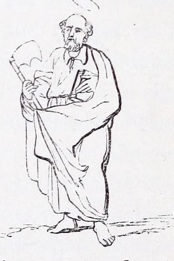 An illustration from The calendar of the Anglican Church illustrated : with brief accounts of the saints who have churches dedicated in their names, or whose images are most frequently met with in England : the early christian and medieval symbols : and an index of emblems, 1851, leaf 57