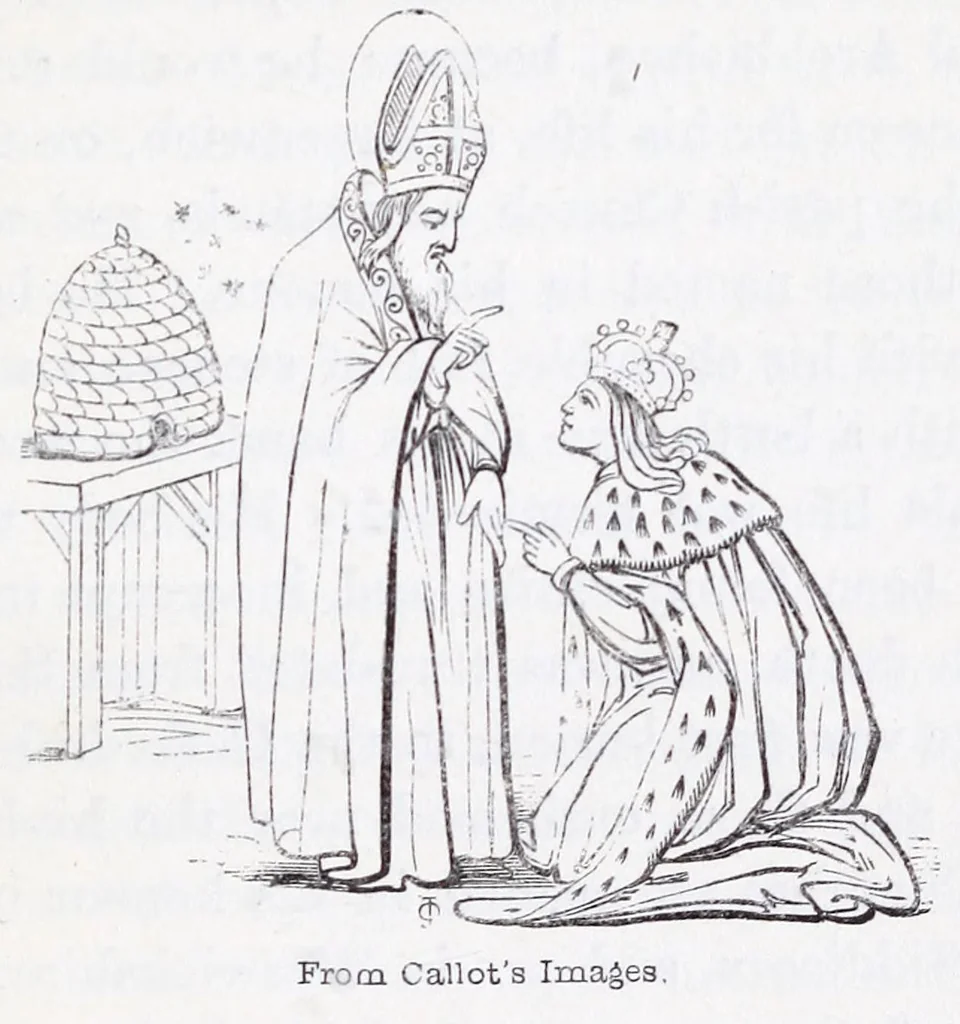An illustration from The calendar of the Anglican Church illustrated : with brief accounts of the saints who have churches dedicated in their names, or whose images are most frequently met with in England : the early christian and medieval symbols : and an index of emblems, 1851, leaf 73