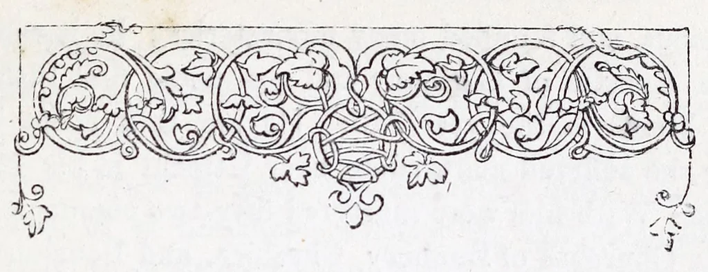 An illustration from The calendar of the Anglican Church illustrated : with brief accounts of the saints who have churches dedicated in their names, or whose images are most frequently met with in England : the early christian and medieval symbols : and an index of emblems, 1851, leaf 91