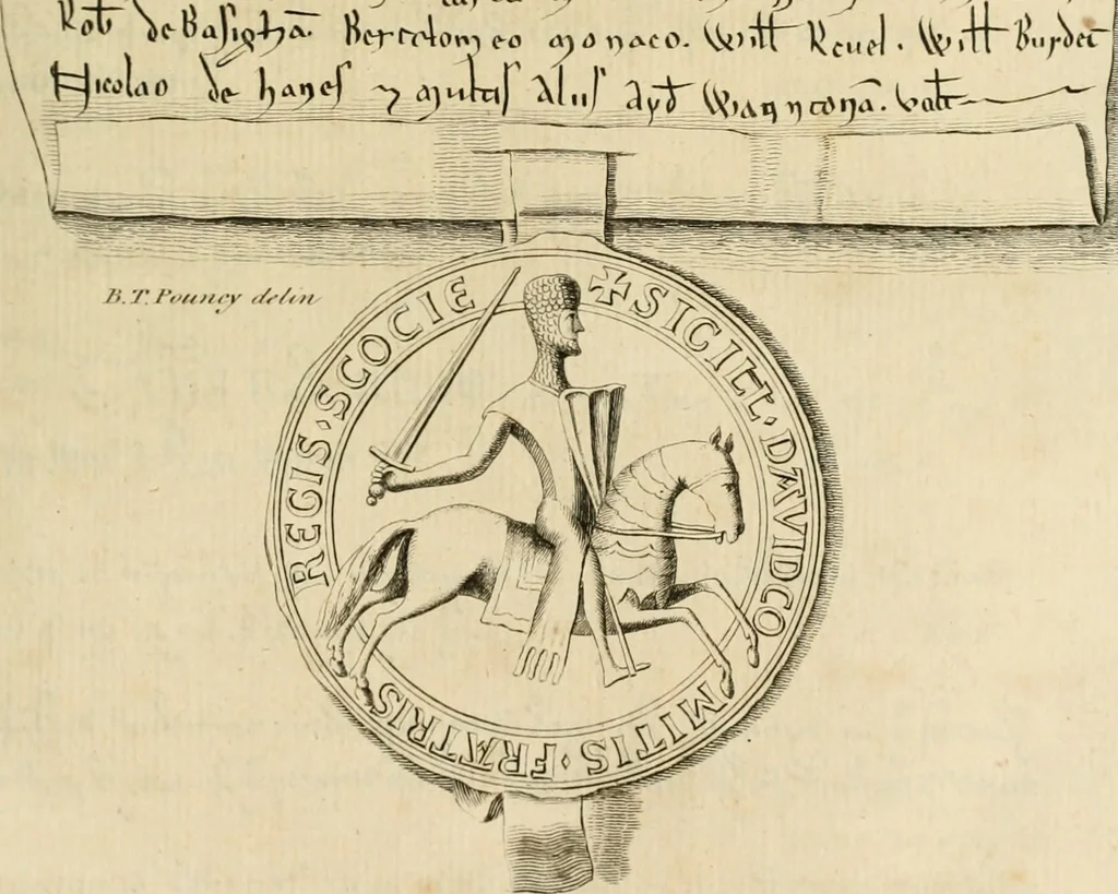 An illustration from Calendars of the ancient charters, of the Welch and Scotish rolls, now remaining in the Tower of London .., 1774, leaf 78