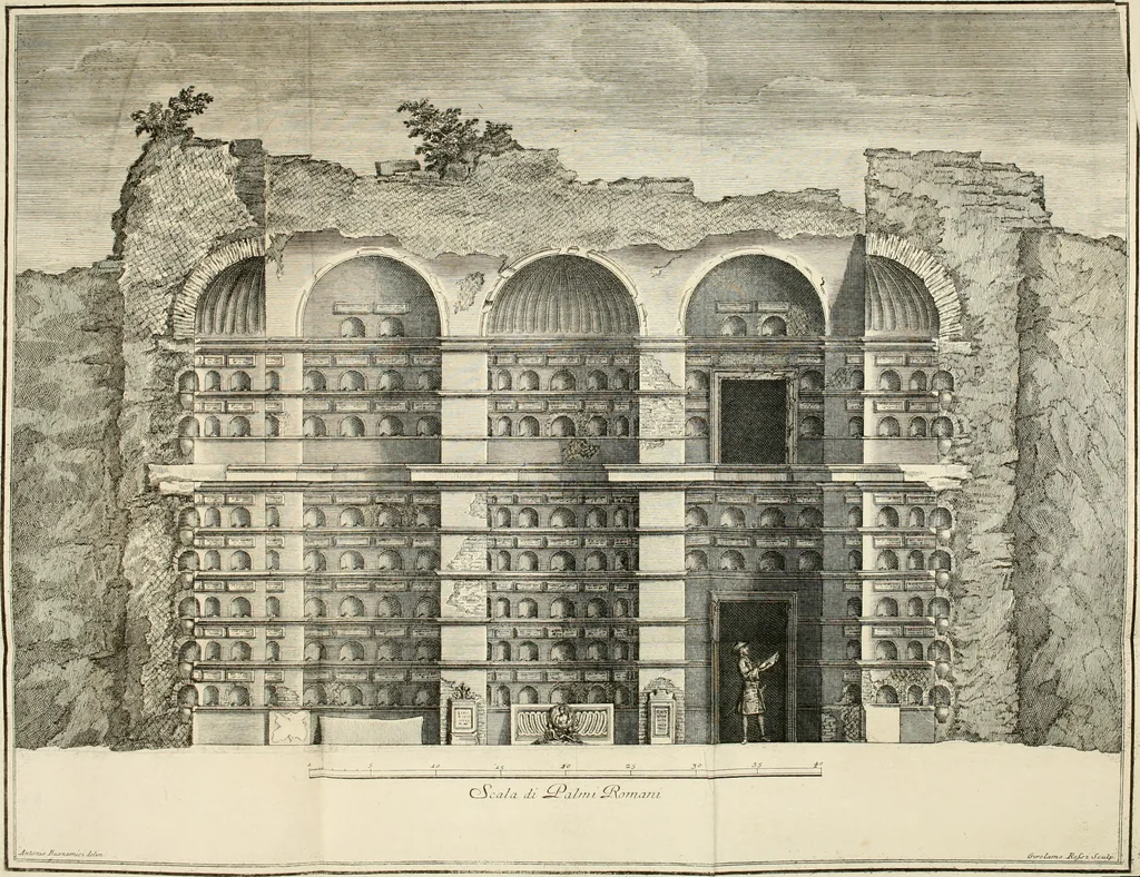 An illustration from Camera ed inscrizioni sepulcrali de' liberti, servi, ed ufficiali della casa di Augusto scoperte nella via Appia, ed illustrate con le annotazioni, 1727, leaf 32