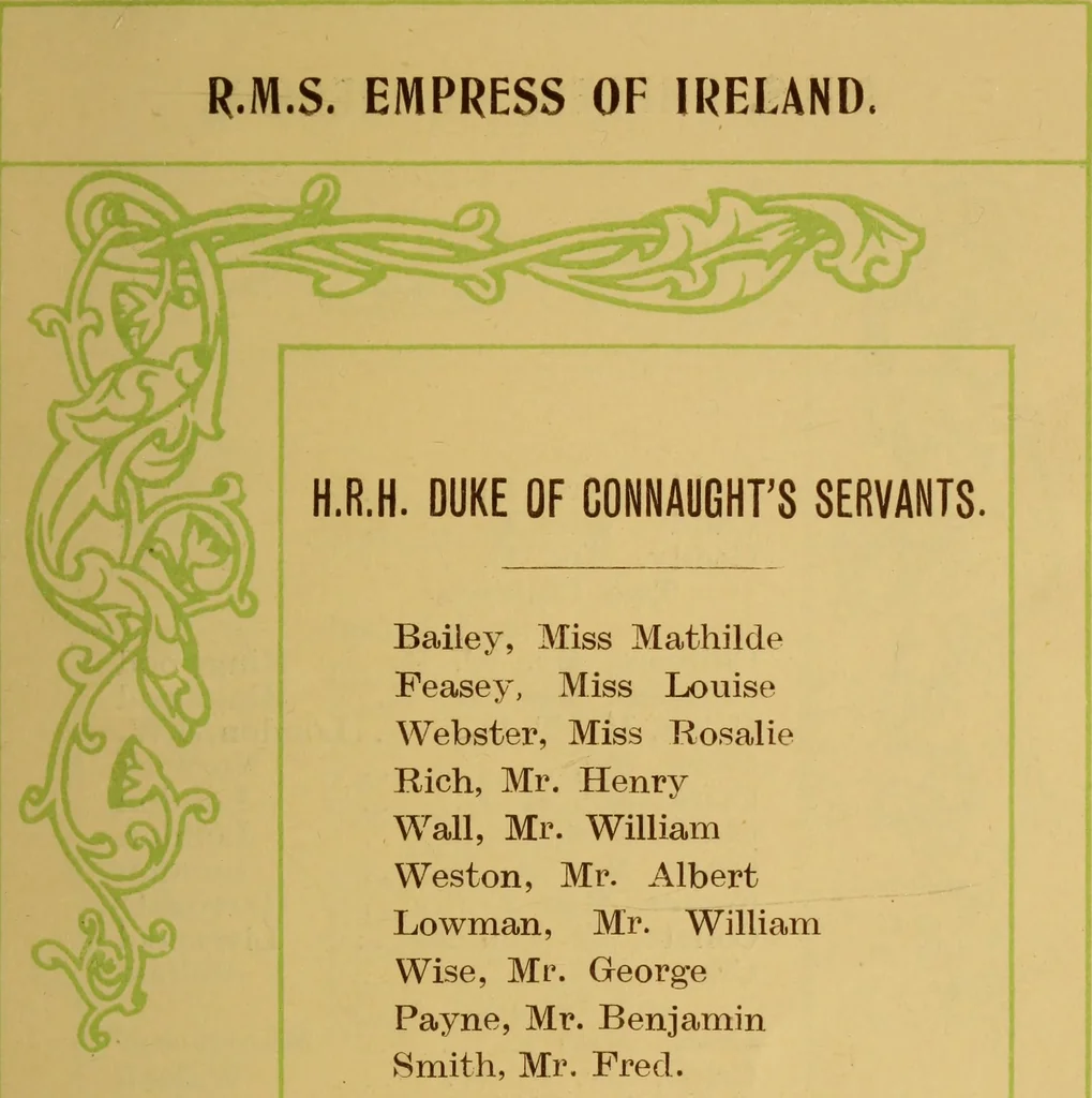 An illustration from Canadian Pacific Railway Company's Royal Mail Steamship Lines Atlantic service, 1911, leaf 12