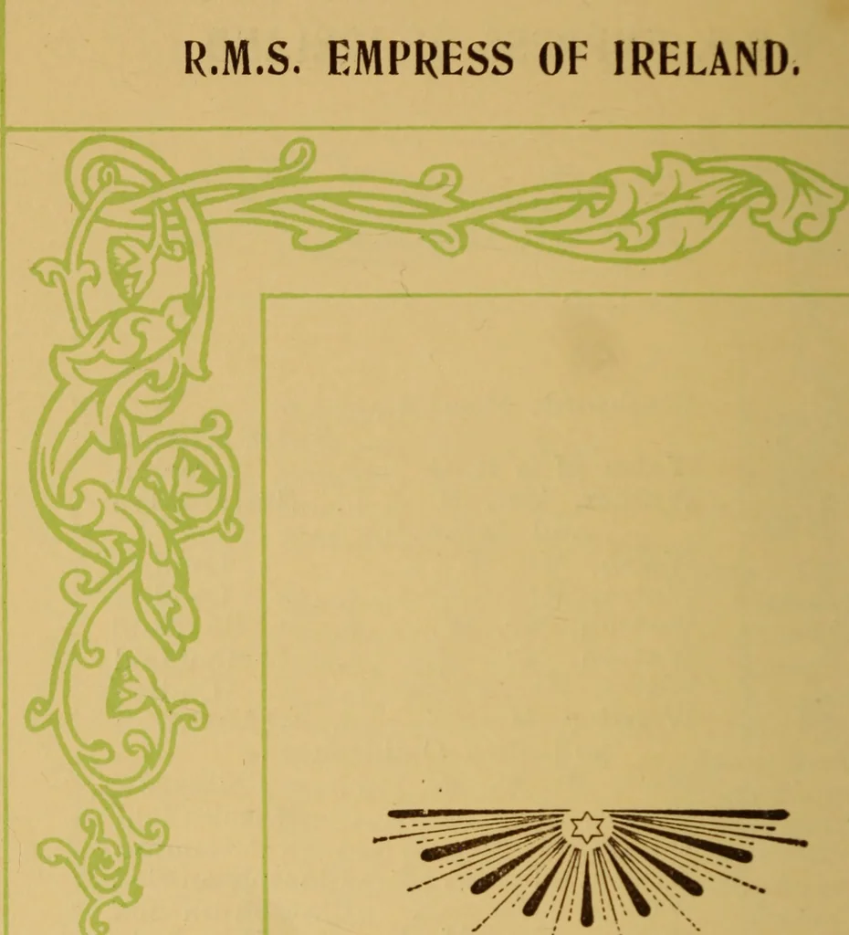 An illustration from Canadian Pacific Railway Company's Royal Mail Steamship Lines Atlantic service, 1911, leaf 23