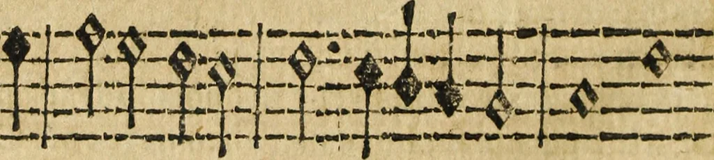 An illustration from Canto harmonico : in cinque parti diviso, col quale si può arriuare alla perfetta cognitione del canto fermo, 1690, leaf 237
