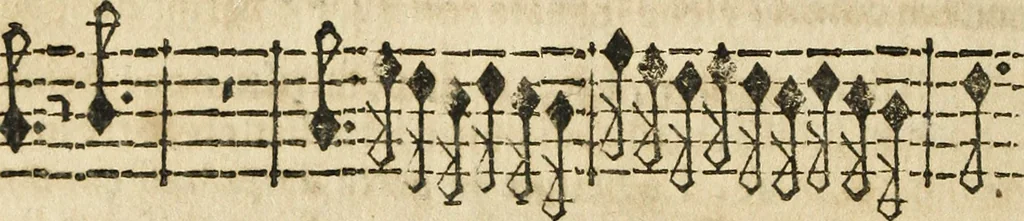 An illustration from Canto harmonico : in cinque parti diviso, col quale si può arriuare alla perfetta cognitione del canto fermo, 1690, leaf 249