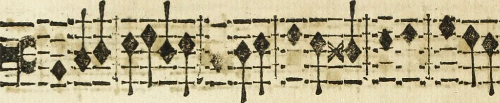 An illustration from Canto harmonico : in cinque parti diviso, col quale si può arriuare alla perfetta cognitione del canto fermo, 1690, leaf 265