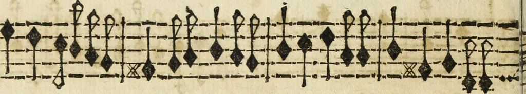 An illustration from Canto harmonico : in cinque parti diviso, col quale si può arriuare alla perfetta cognitione del canto fermo, 1690, leaf 271